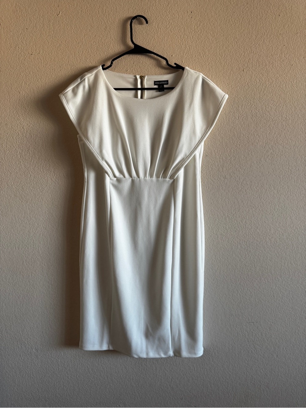 Nina Leonard Ivory Cap-Sleeve Mini Dress